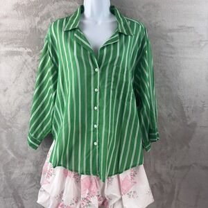 Faithfull The‎ Brand Paradise Shirt Womens Size Small Green Maya Stripe